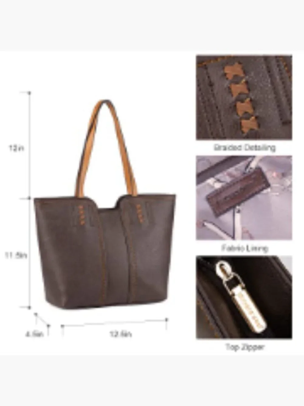 Vegan Leather Tote Bag Top Handle Satchel Purse Work Casual